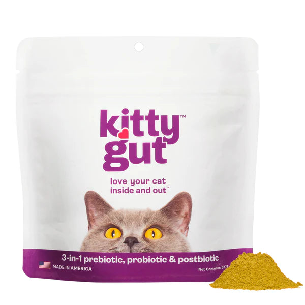 KittyGut Kat Food in a white Package with purple text